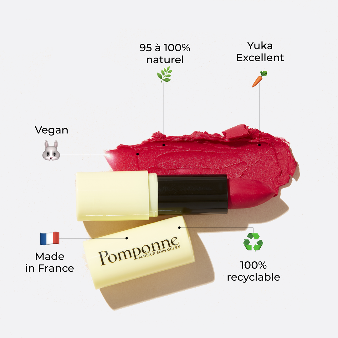 rouge à lèvres hydratant pomponne clean vegan made in France recyclable excellent yuka