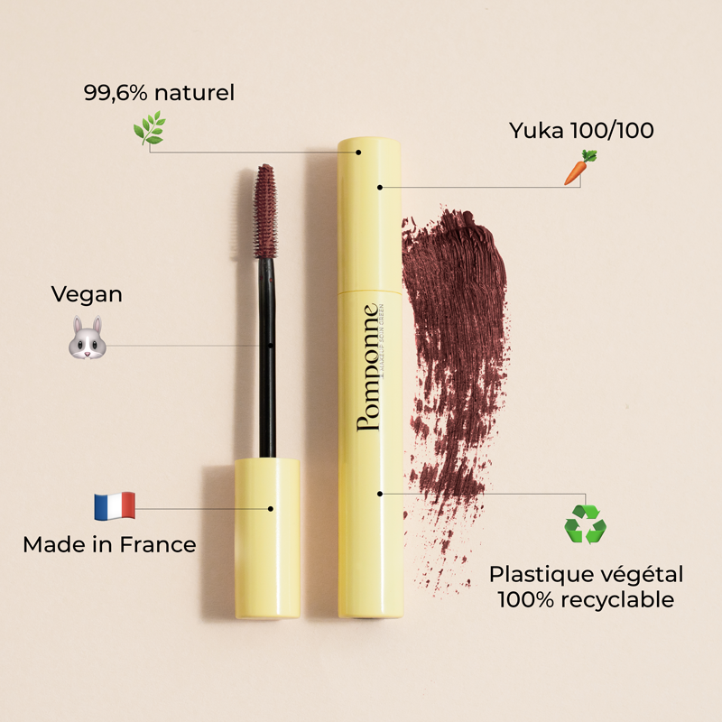 Mascara naturel booster de cils Pomponne teinte prune clean naturel vegan made in france