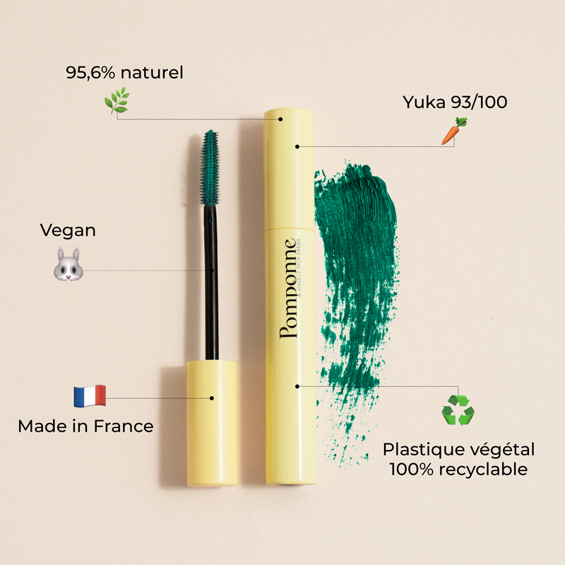 Mascara naturel booster de cils Pomponne clean naturel vegan made in france teinte vert émeraude