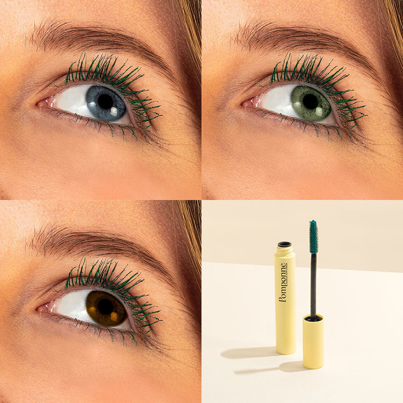 rendu mascara vert Pomponne sur les différentes couleurs d'yeux