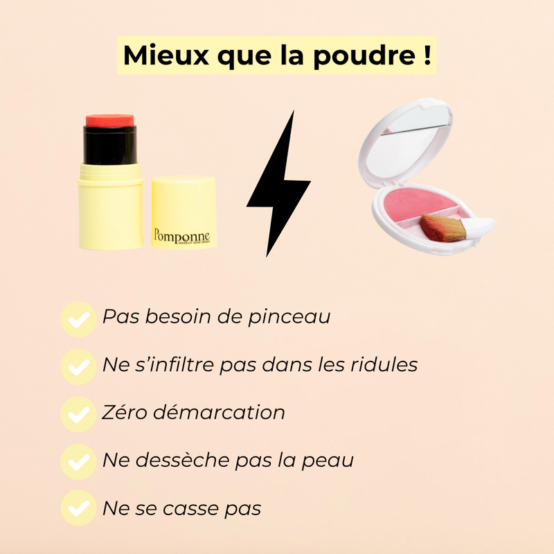 Pomponne fantastick baume et blush orange mieux que poudre