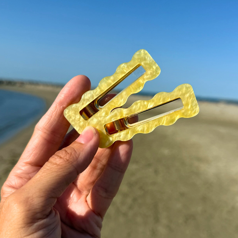 Barrettes à maquillage vagues jaunes