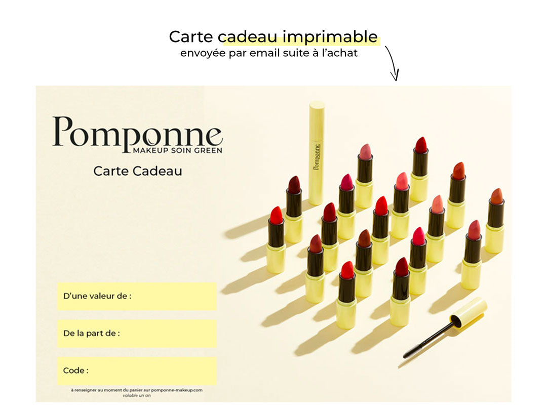 Carte cadeau imprimable Maquillage Pomponne